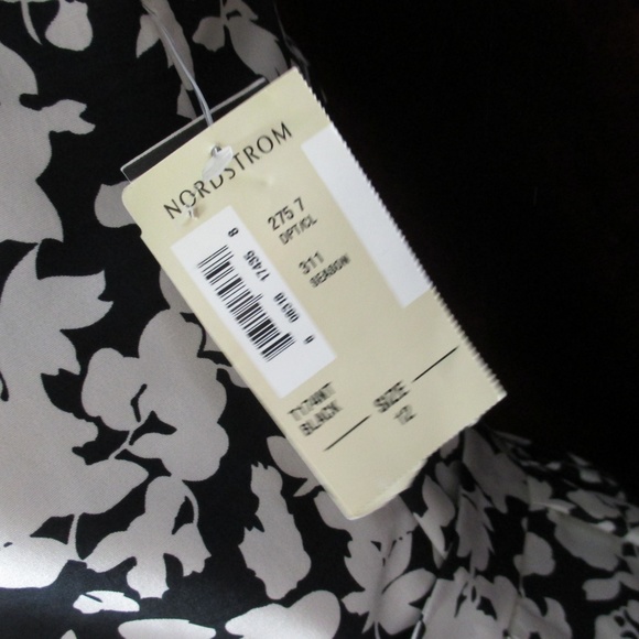 NEW NORDSTROM TABITHA b/w floral silk DRESS s12 - Picture 5 of 5